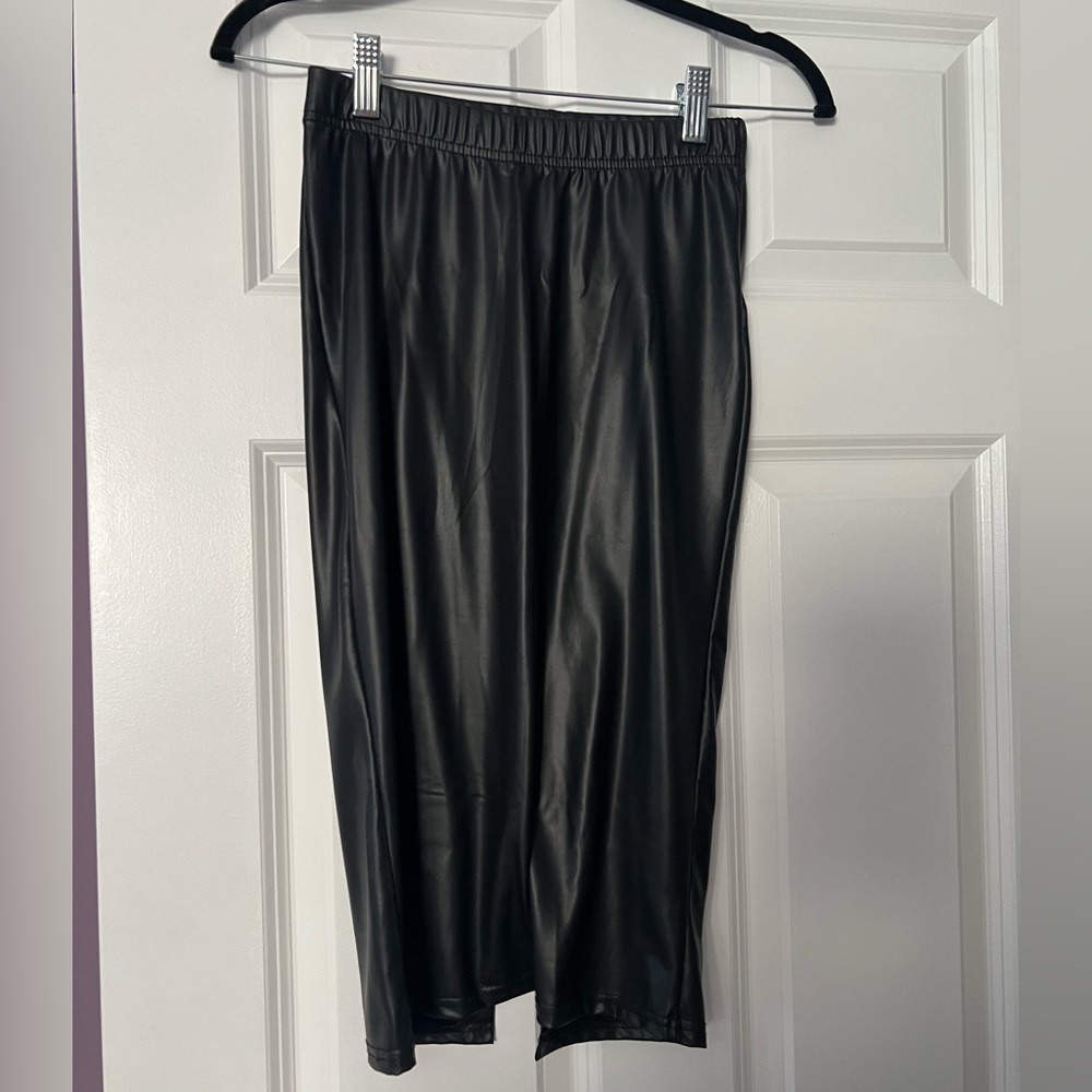 Faux leather women's midi skirt